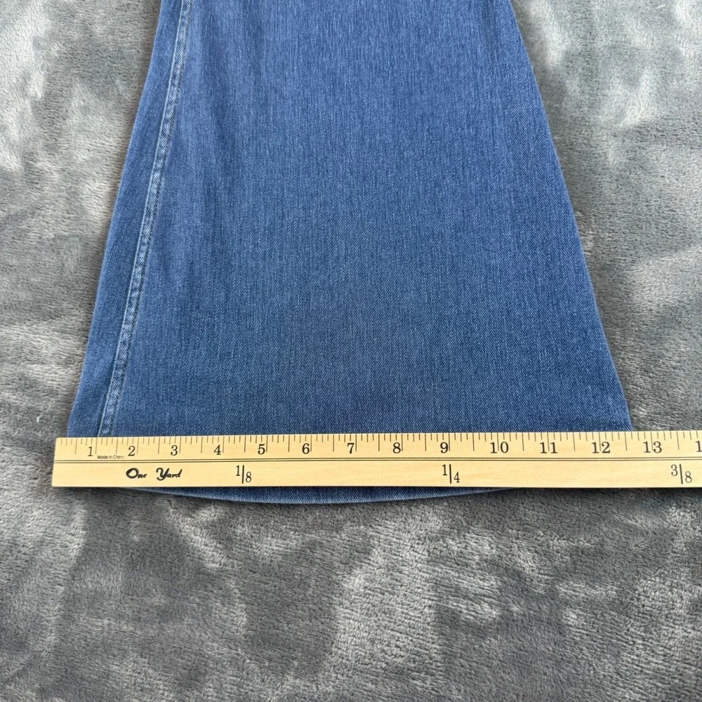 Halara Women Crossover Waist Flare Jeans Medium Wash Pull‎ On Size L High Rise